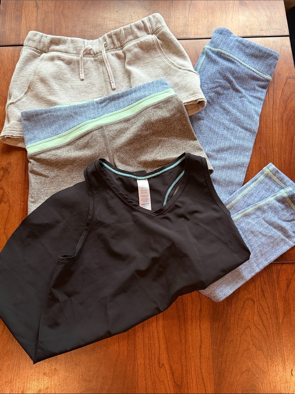 Kids Black Athletic Top and Mixed Neutral Bottoms Set